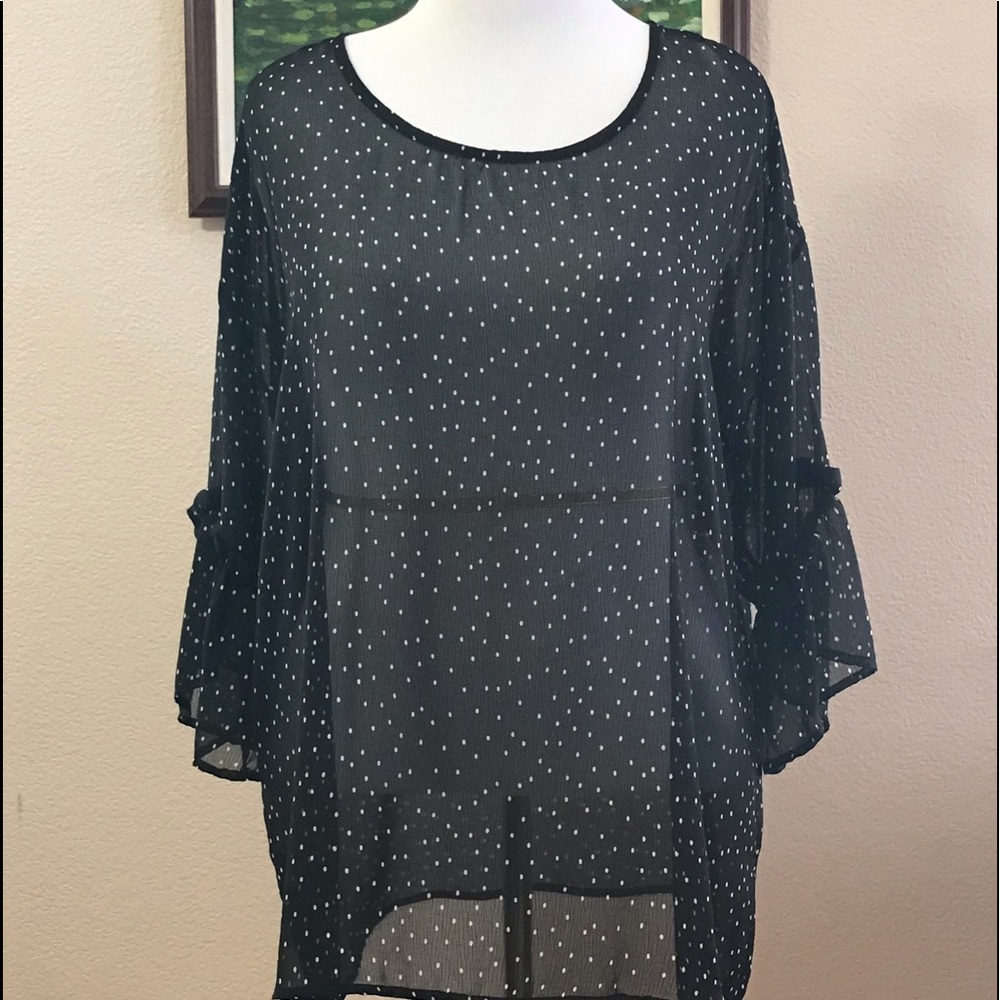 Torrid black with white polka dots top, size 1.